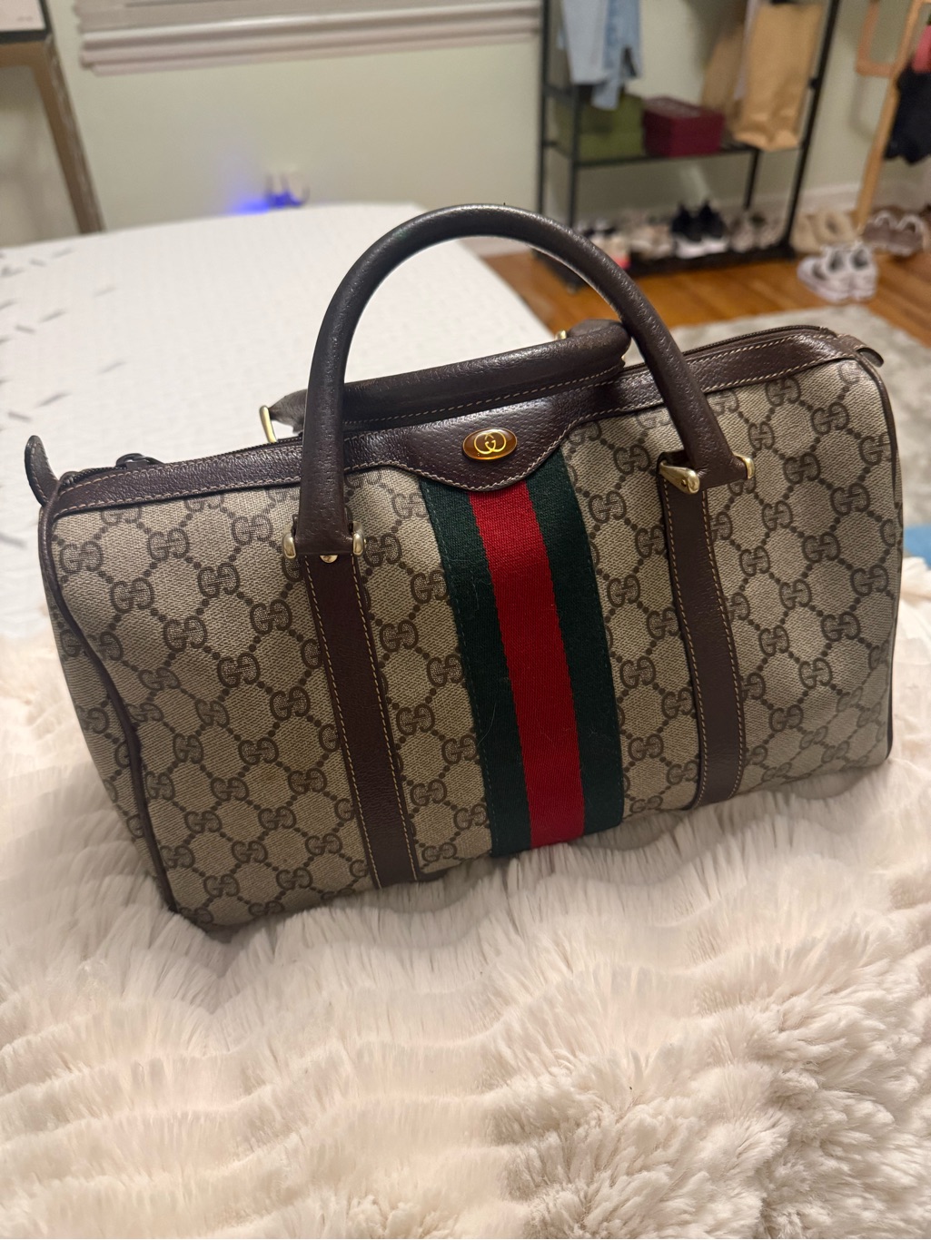 Gucci Beige Gg Boston Bag